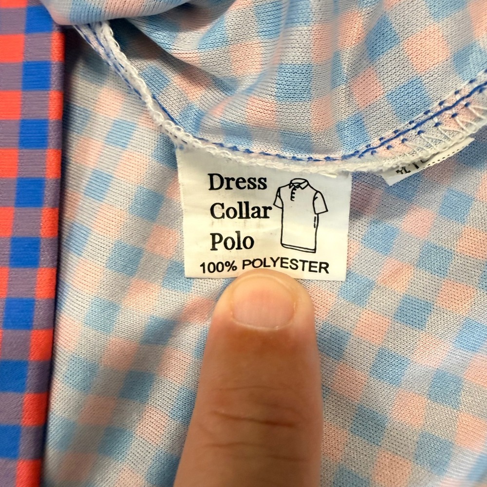 Collars & Co Mens 3XL Dress Collar Polo Shirt Blue Orange Gingham Check Golf Tee - Picture 8 of 9
